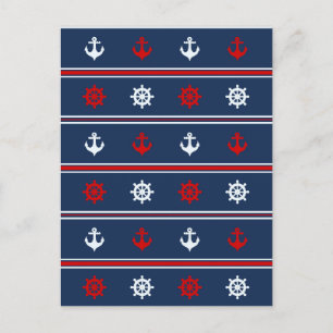 Red White And Blue Nautical Pattern Postcard