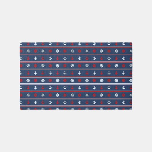 Red White And Blue Nautical Pattern Rug