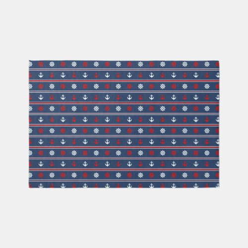 Red White And Blue Nautical Pattern Rug