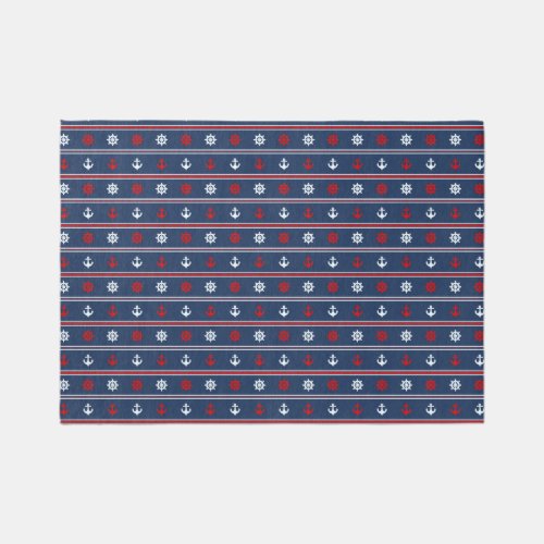 Red White And Blue Nautical Pattern Rug