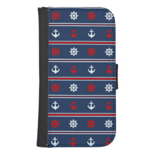 Red White And Blue Nautical Pattern Samsung S4 Wallet Case