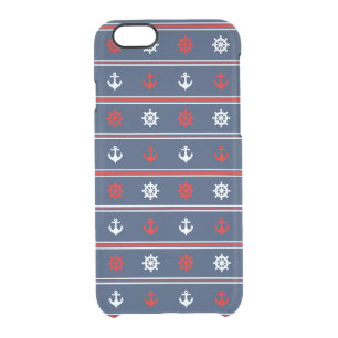 Red White And Blue Nautical Pattern Clear iPhone 6/6S Case