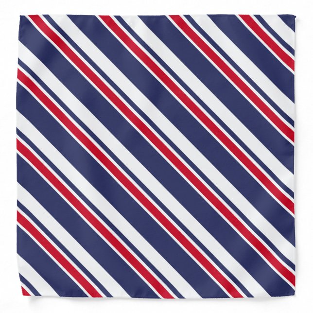 Red White and Blue Nautical Stripes Bandana (Front)