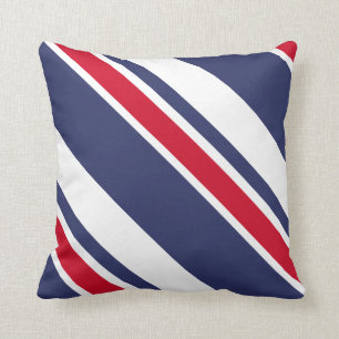 Red White and Blue Nautical Stripes Throw Pillow