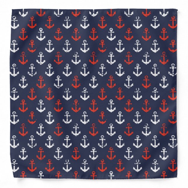 Red White And Blue Navy Pattern Bandana (Front)
