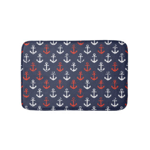 Red White And Blue Navy Pattern Bath Mat