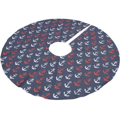 Red White And Blue Navy Pattern Brushed Polyester Tree Skirt