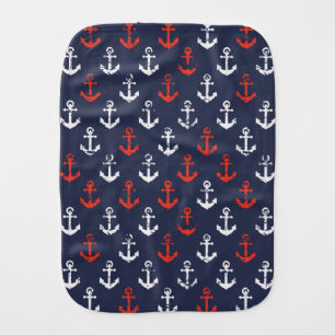 Red White And Blue Navy Pattern Burp Cloth