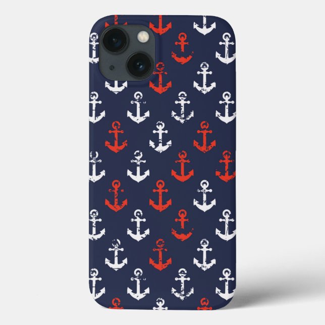 Red White And Blue Navy Pattern Case-Mate iPhone Case (Back)