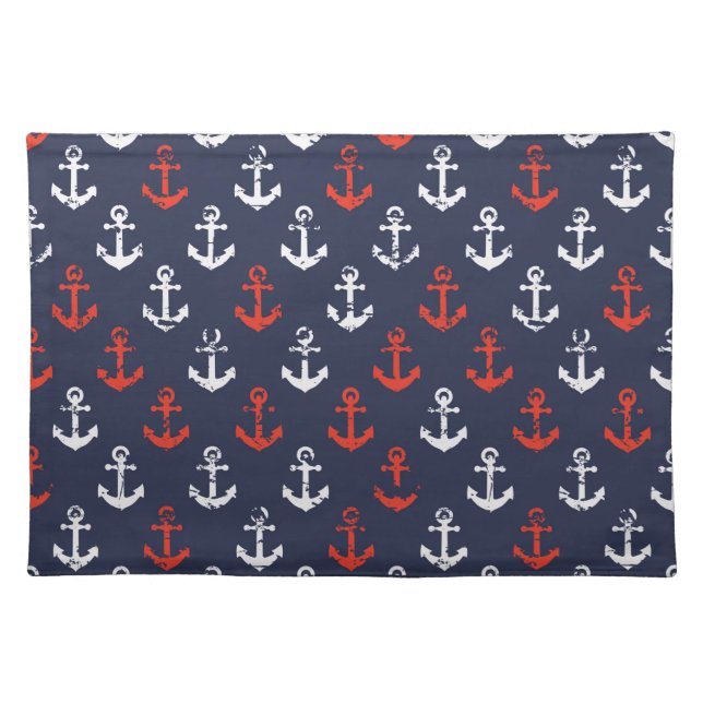 Red White And Blue Navy Pattern Cloth Placemat (Front)