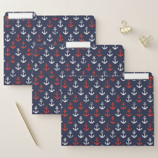 Red White And Blue Navy Pattern File Folder