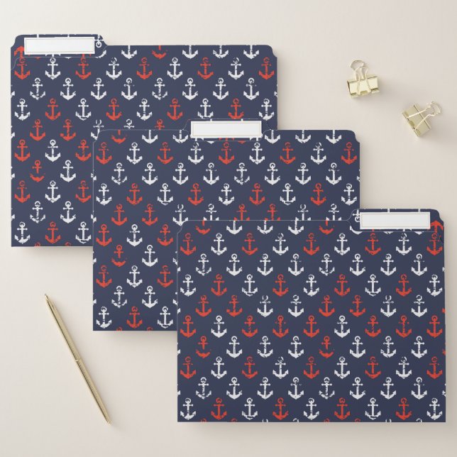 Red White And Blue Navy Pattern File Folder (Set)