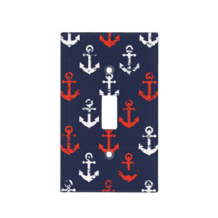 Red White And Blue Navy Pattern Light Switch Cover