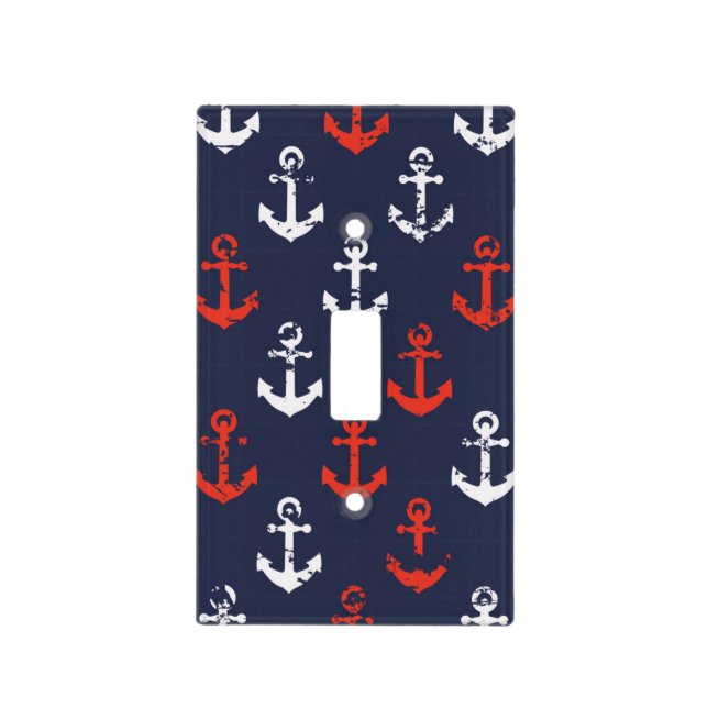 Red White And Blue Navy Pattern Light Switch Cover (Front)