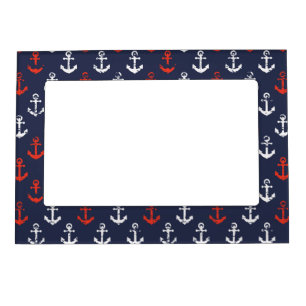 Red White And Blue Navy Pattern Magnetic Photo Frame