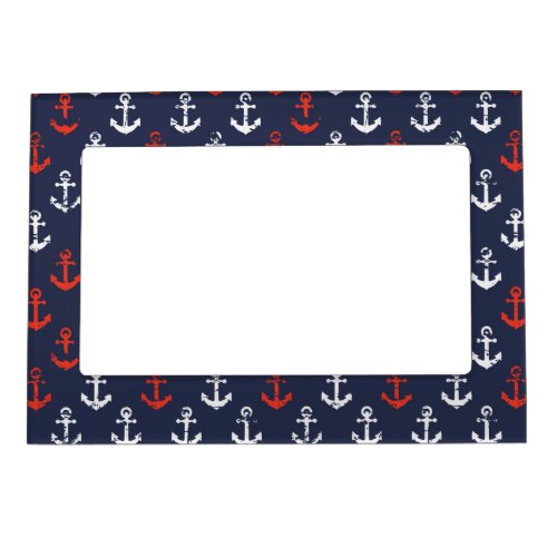 Red White And Blue Navy Pattern Magnetic Photo Frame