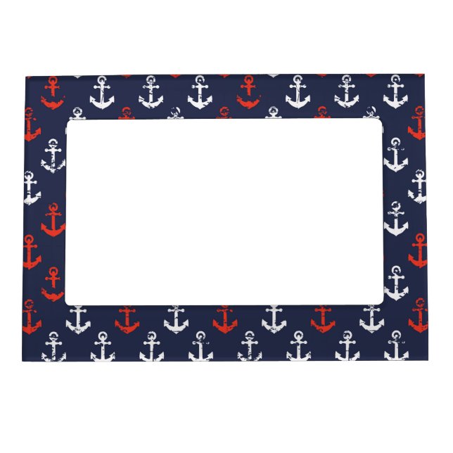Red White And Blue Navy Pattern Magnetic Photo Frame (Front)