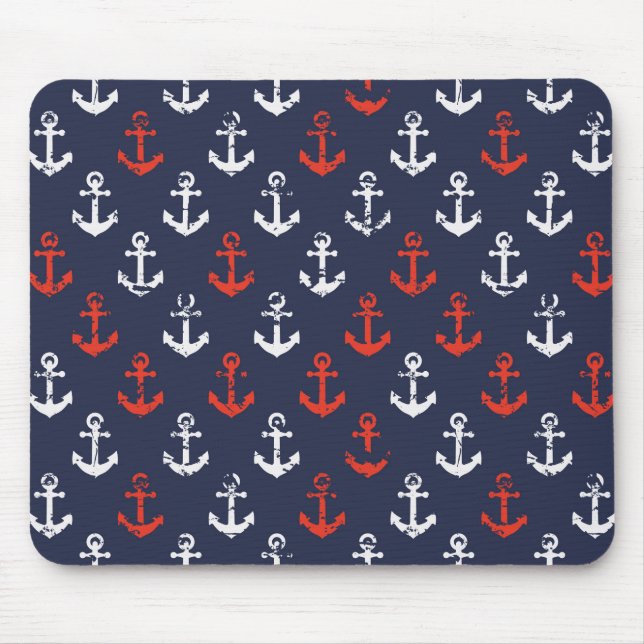Red White And Blue Navy Pattern Mouse Pad (Front)