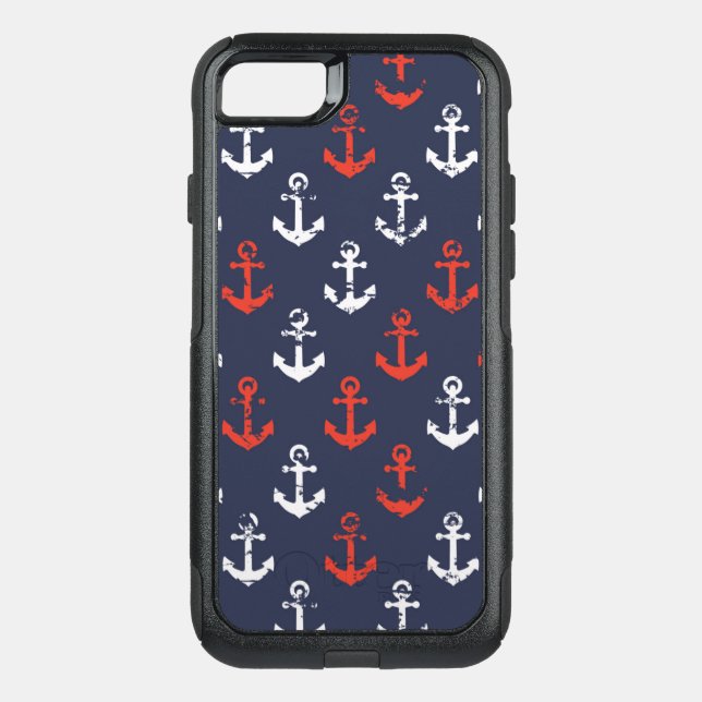 Red White And Blue Navy Pattern Otterbox iPhone Case (Back)