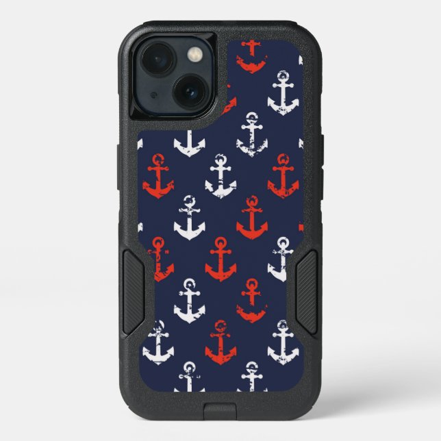 Red White And Blue Navy Pattern Otterbox iPhone Case (Back)