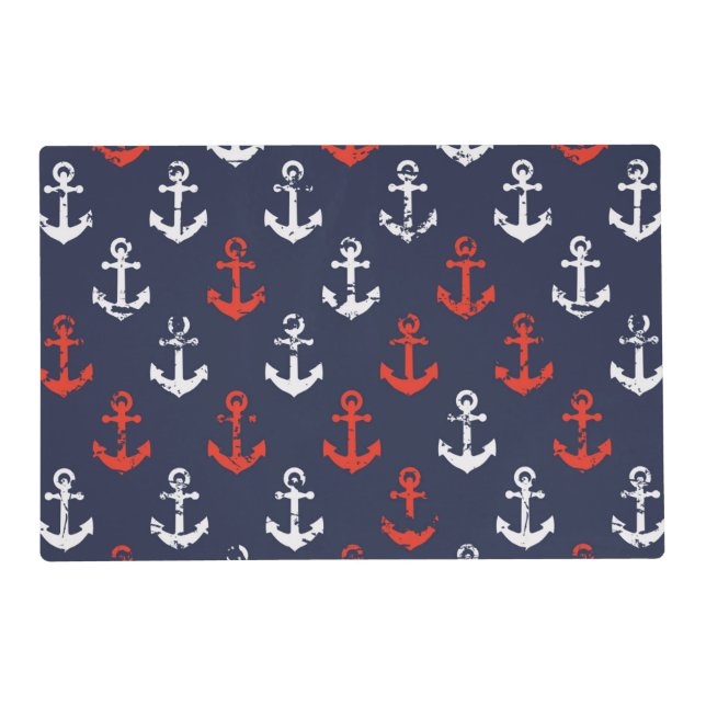 Red White And Blue Navy Pattern Placemat (Front)