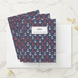 Red White And Blue Navy Pattern Pocket Folder