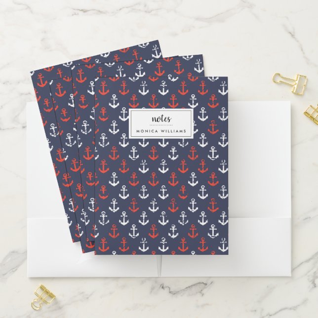 Red White And Blue Navy Pattern Pocket Folder (In Situ)