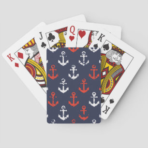 Red White And Blue Navy Pattern Poker Cards