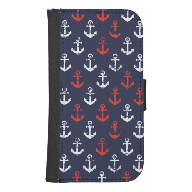 Red White And Blue Navy Pattern Samsung Galaxy Wallet Case (Front)