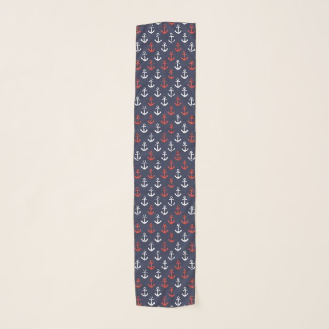 Red White And Blue Navy Pattern Scarf (Front)