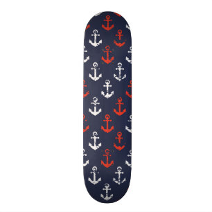 Red White And Blue Navy Pattern Skateboard Deck