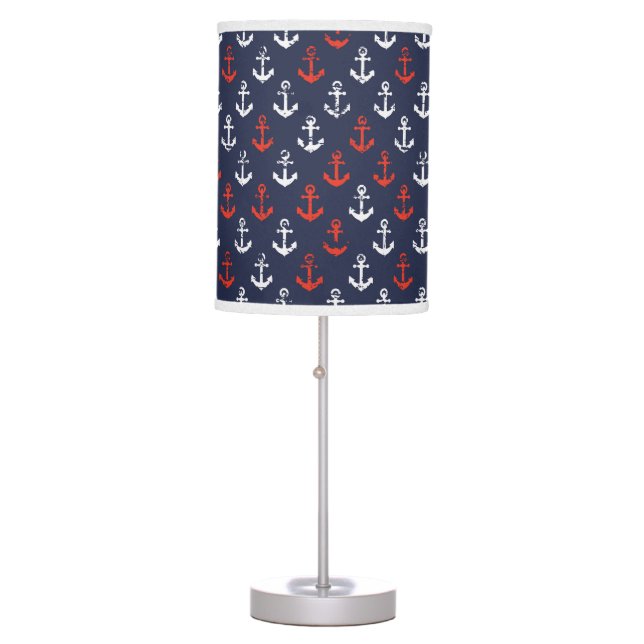 Red White And Blue Navy Pattern Table Lamp (Front)