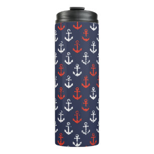 Red White And Blue Navy Pattern Thermal Tumbler