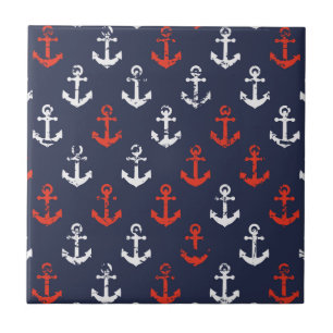 Red White And Blue Navy Pattern Tile