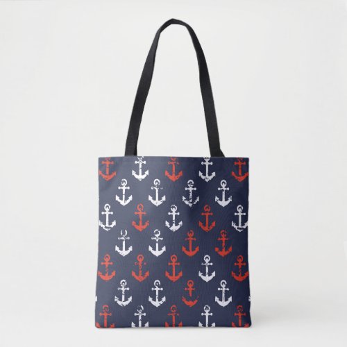 Red White And Blue Navy Pattern Tote Bag