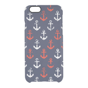 Red White And Blue Navy Pattern Clear iPhone 6/6S Case