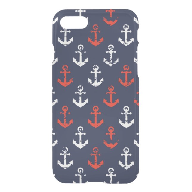 Red White And Blue Navy Pattern Uncommon iPhone Case (Back)