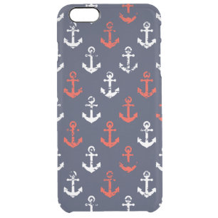 Red White And Blue Navy Pattern Clear iPhone 6 Plus Case