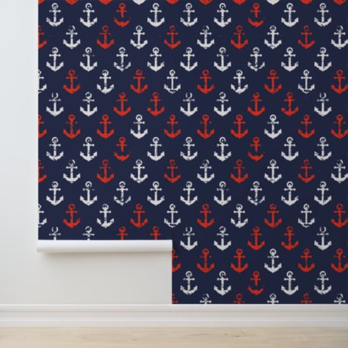 Red White And Blue Navy Pattern Wallpaper