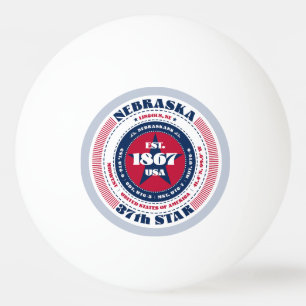 Red, White, and Blue Nebraska Circle Ping Pong Ball