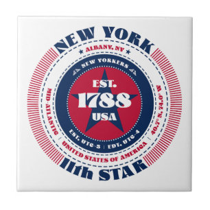 Red, White, and Blue New York Ceramic Tile