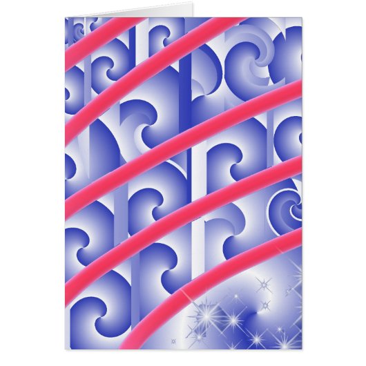 red white and blue number five cards (Front)