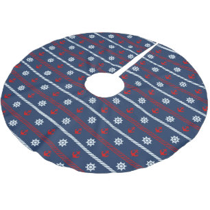Red White And Blue Ocean Pattern Brushed Polyester Tree Skirt