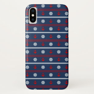 Red White And Blue Ocean Pattern iPhone X Case