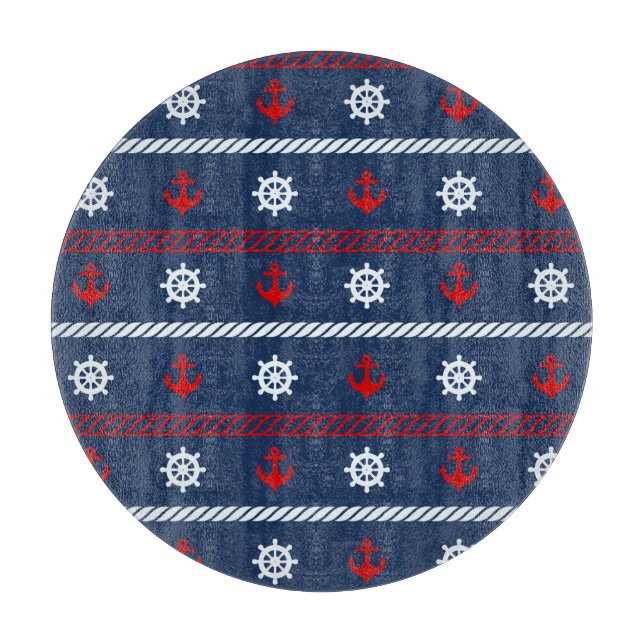 Red White And Blue Ocean Pattern Cutting Board (Front)