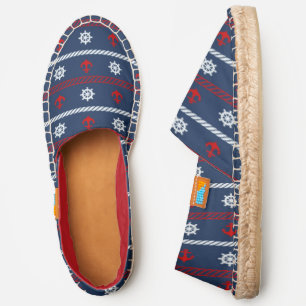 Red White And Blue Ocean Pattern Espadrilles