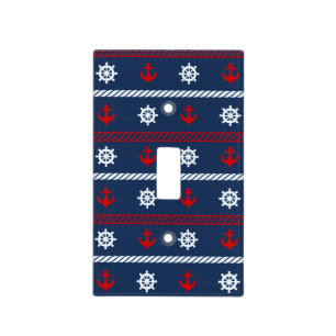 Red White And Blue Ocean Pattern Light Switch Cover