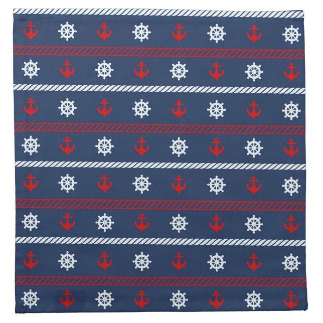 Red White And Blue Ocean Pattern Napkin (Front)
