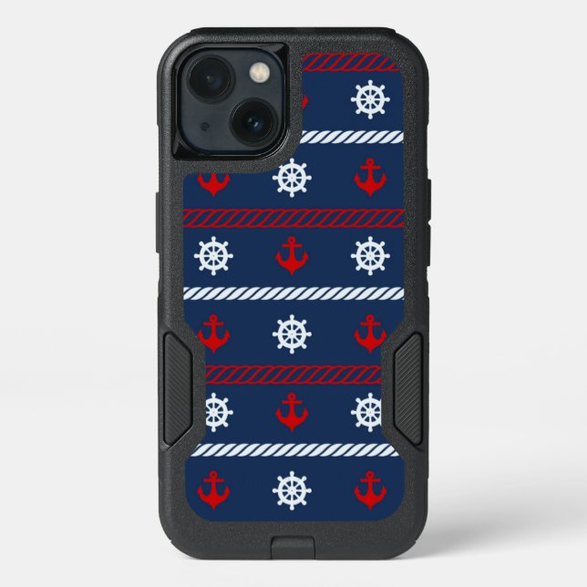 Red White And Blue Ocean Pattern Otterbox iPhone Case (Back)