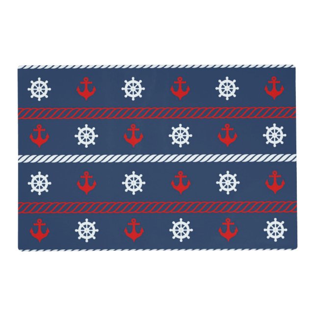 Red White And Blue Ocean Pattern Placemat (Front)